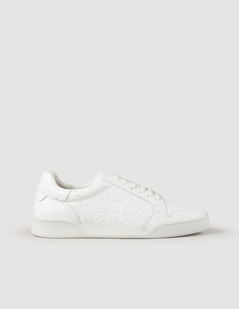 Sandro Embossed square cross leather sneakers