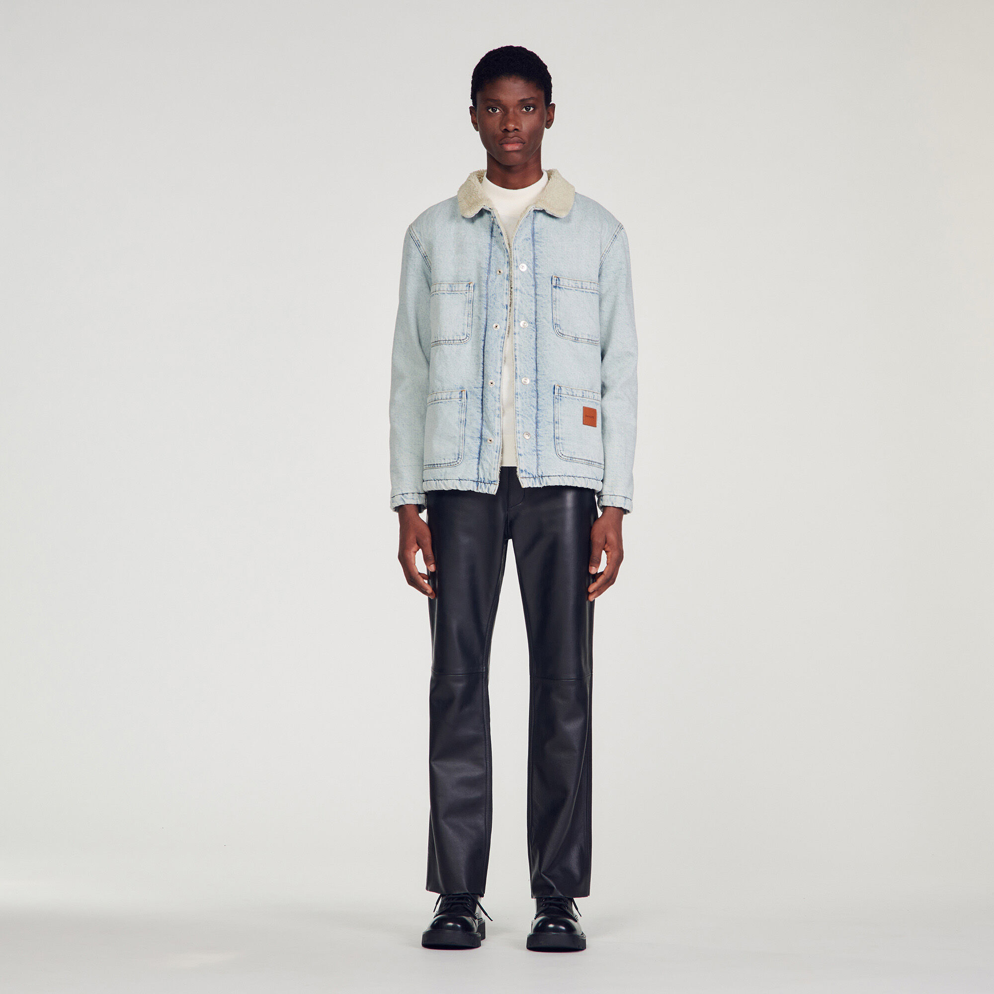 Sandro eriko denim jacket hot sale
