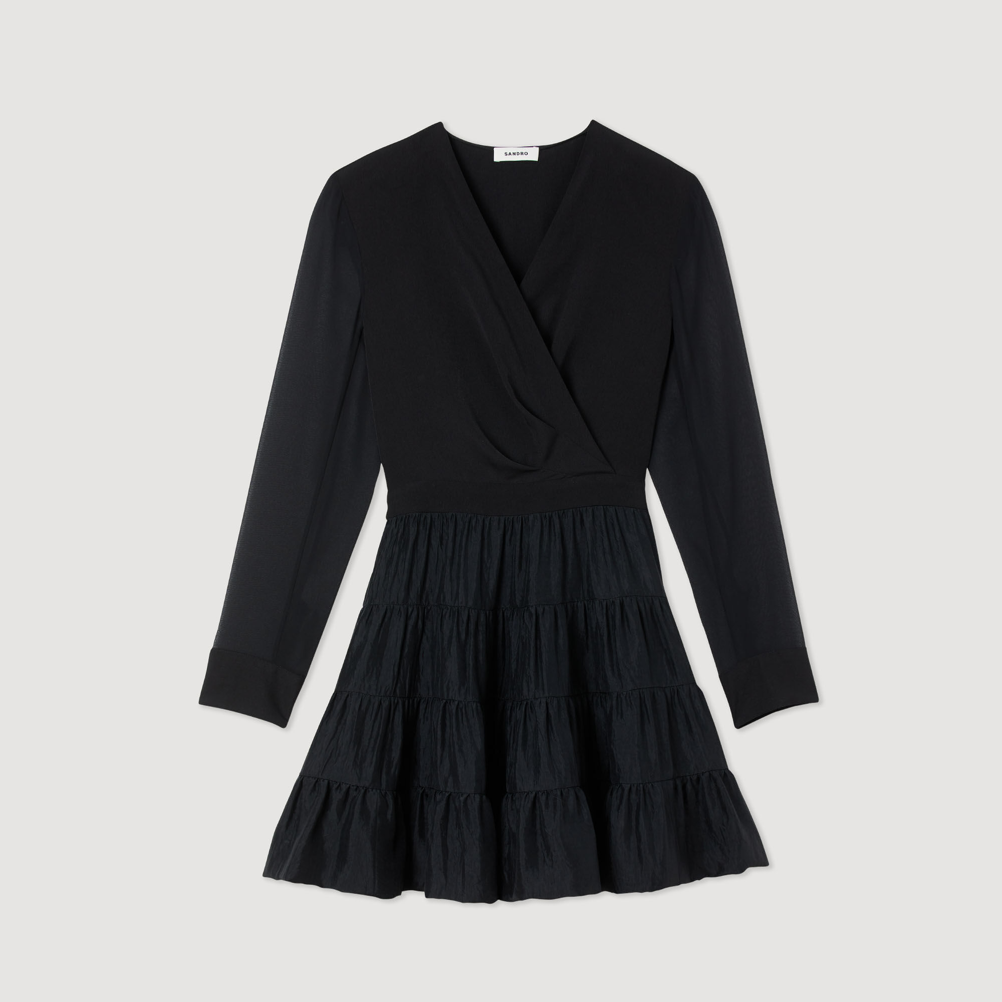 Sandro black ruffle dress outlet