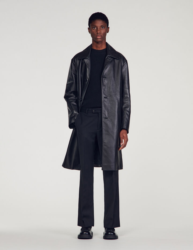 Sandro Long leather coat