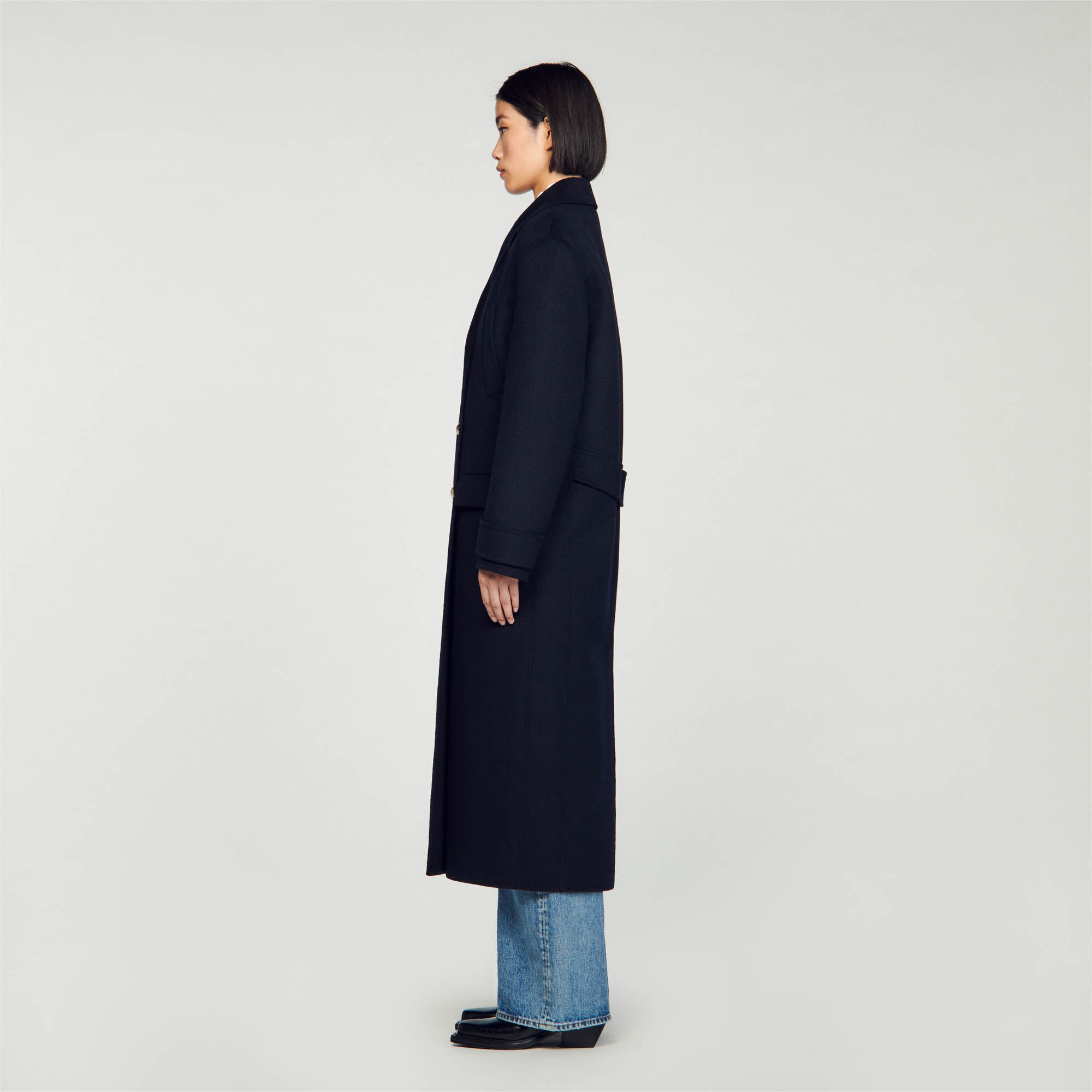 Betina Long double breasted coat Coats Sandro Paris