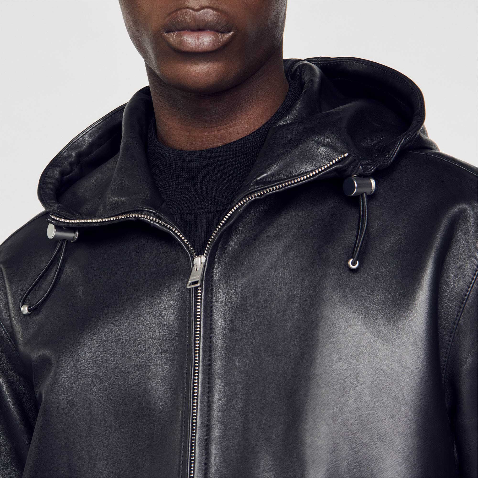 Sandro leather jacket mens clearance