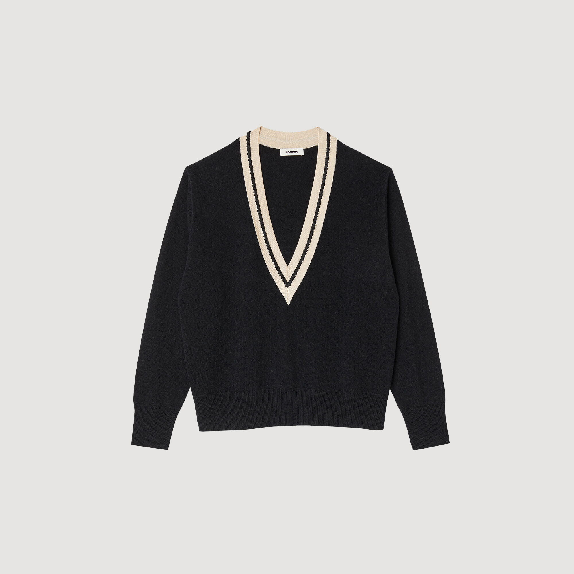 Bridget Sweater with contrasting V neck See All Sandro Paris