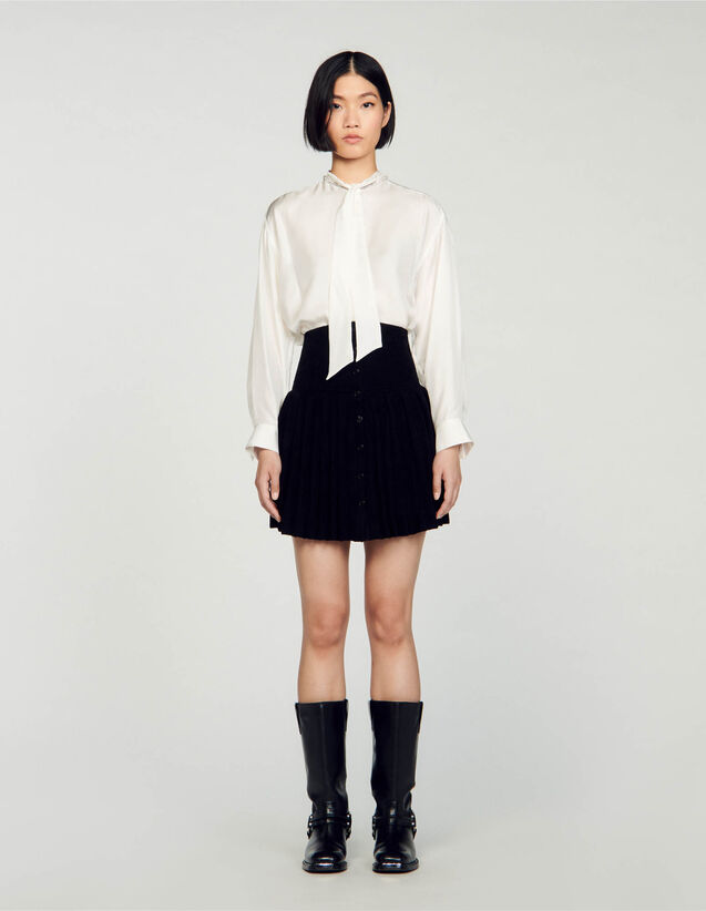 Short velvet knit skirt Black US_Womens