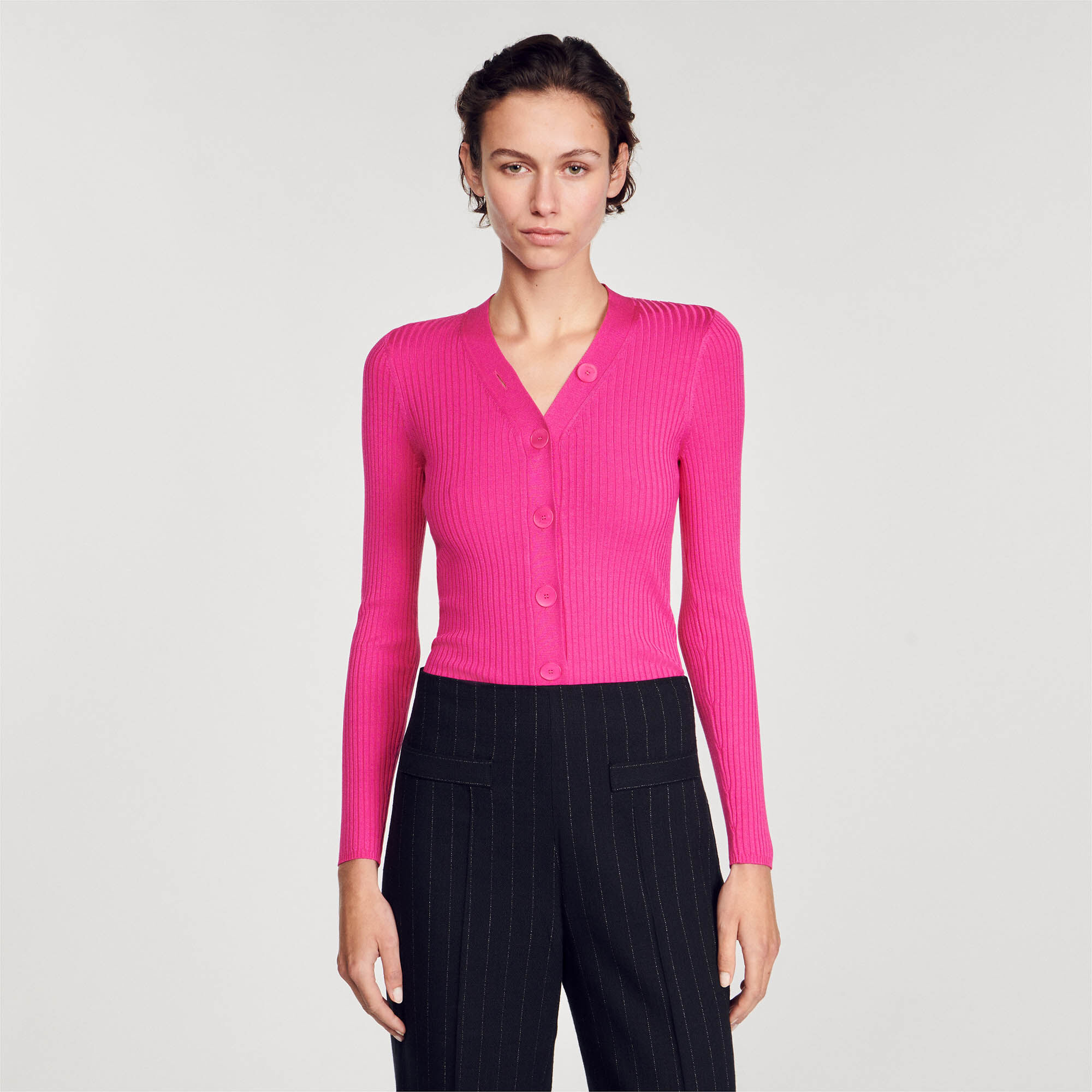 Gabrielle Rib knit cardigan Sweaters Cardigans Sandro Paris