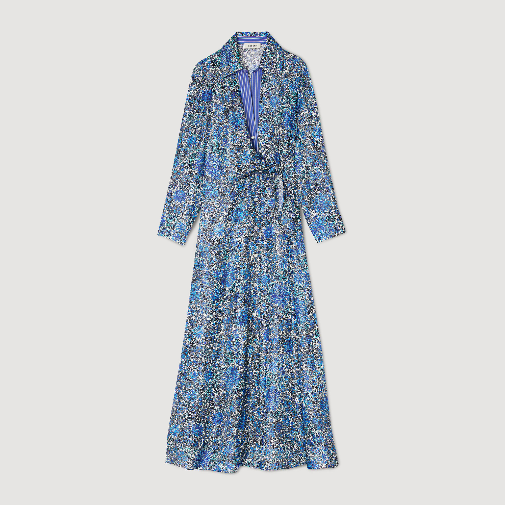 Anjy Floral print midi shirt dress Dresses Sandro Paris