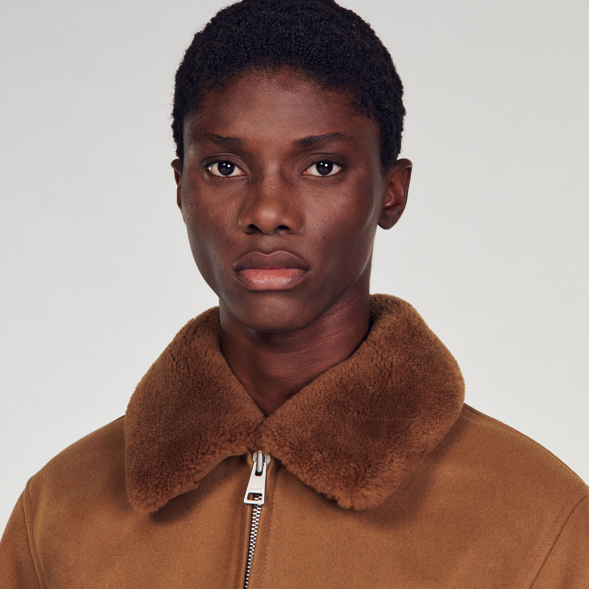 Aviator Aviator jacket with sheepskin collar Outerwear Sandro