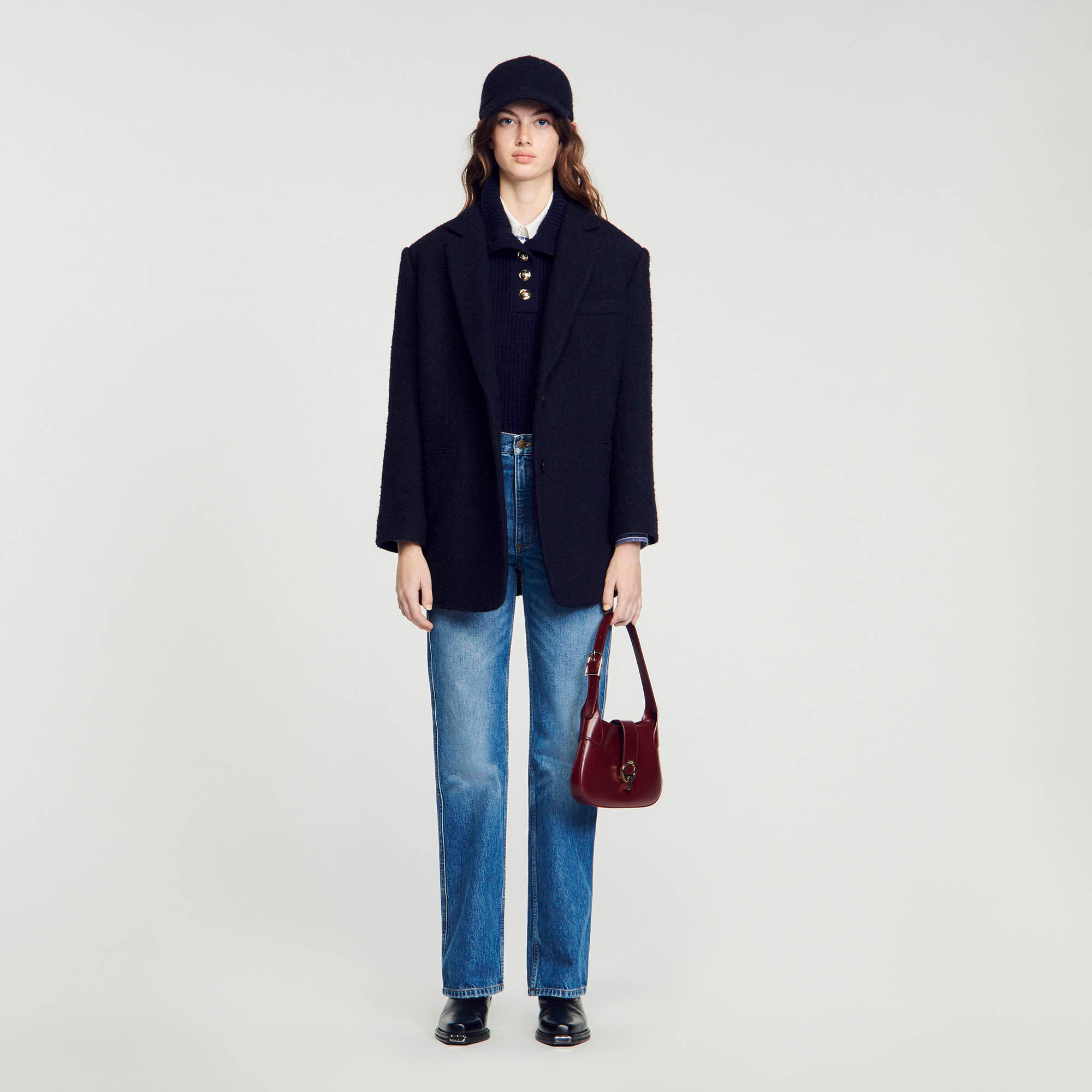 Sandro double sided outlet wool coat