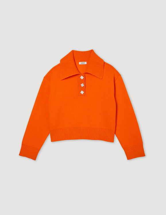 Sandro Cropped sweater with jewel buttons