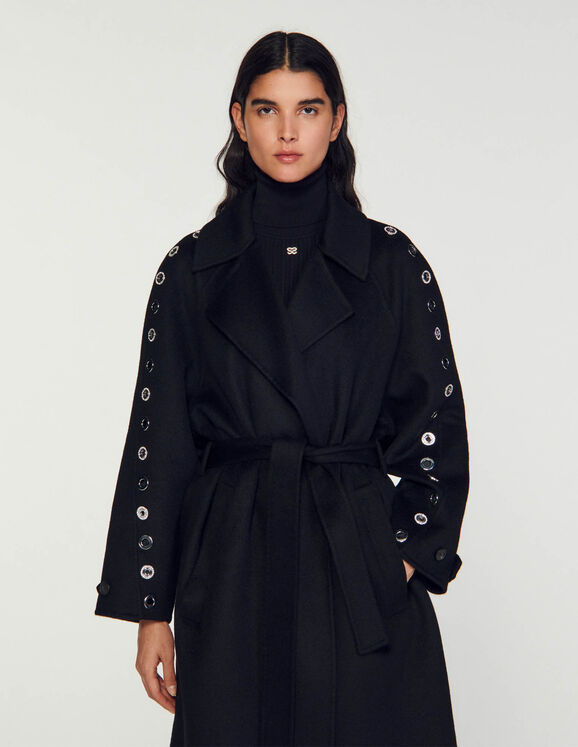 Eyelet trench coat - Coats | Sandro Paris