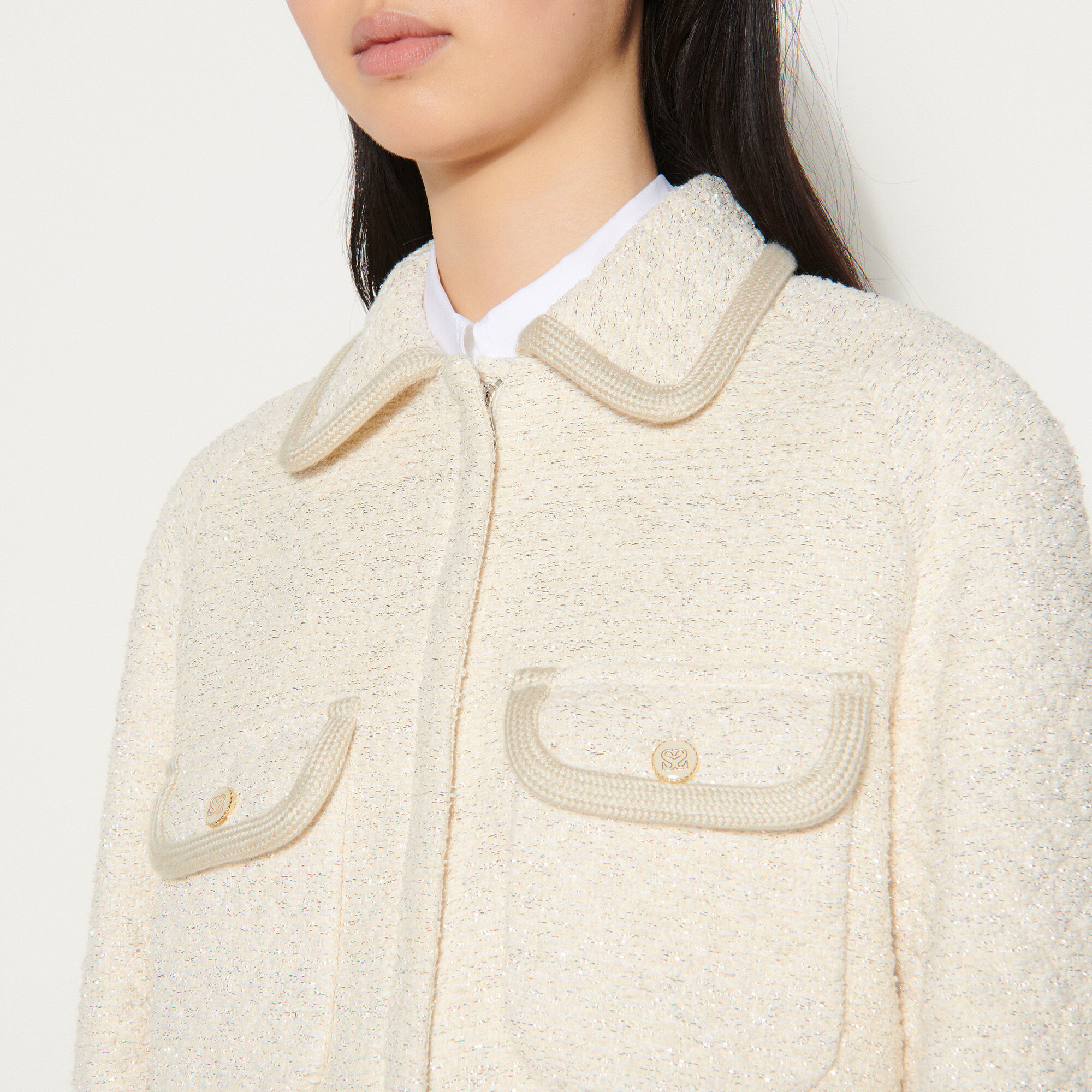 sandro tweed cardigan