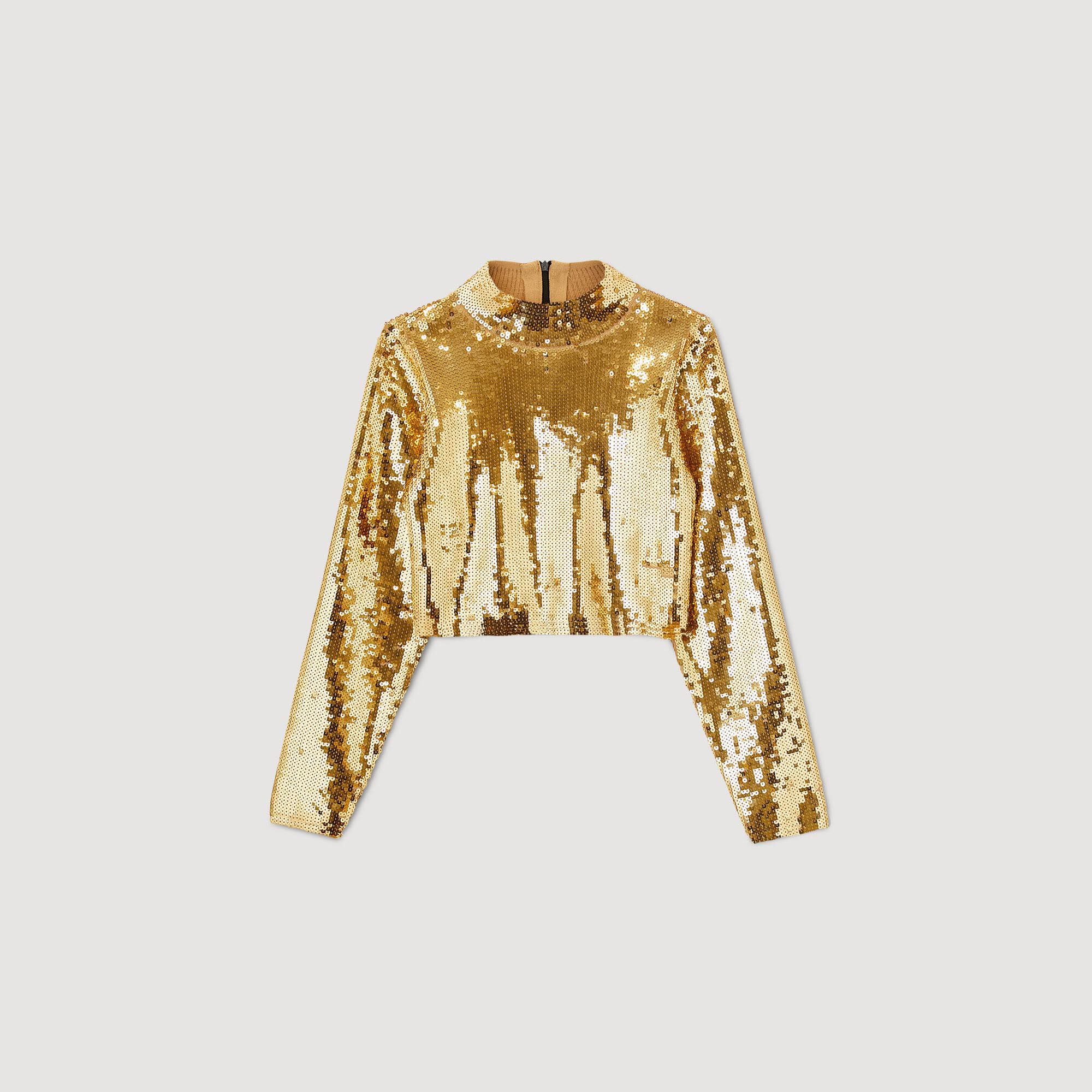 Golda Cropped knit sweater with sequins Sweaters Cardigans