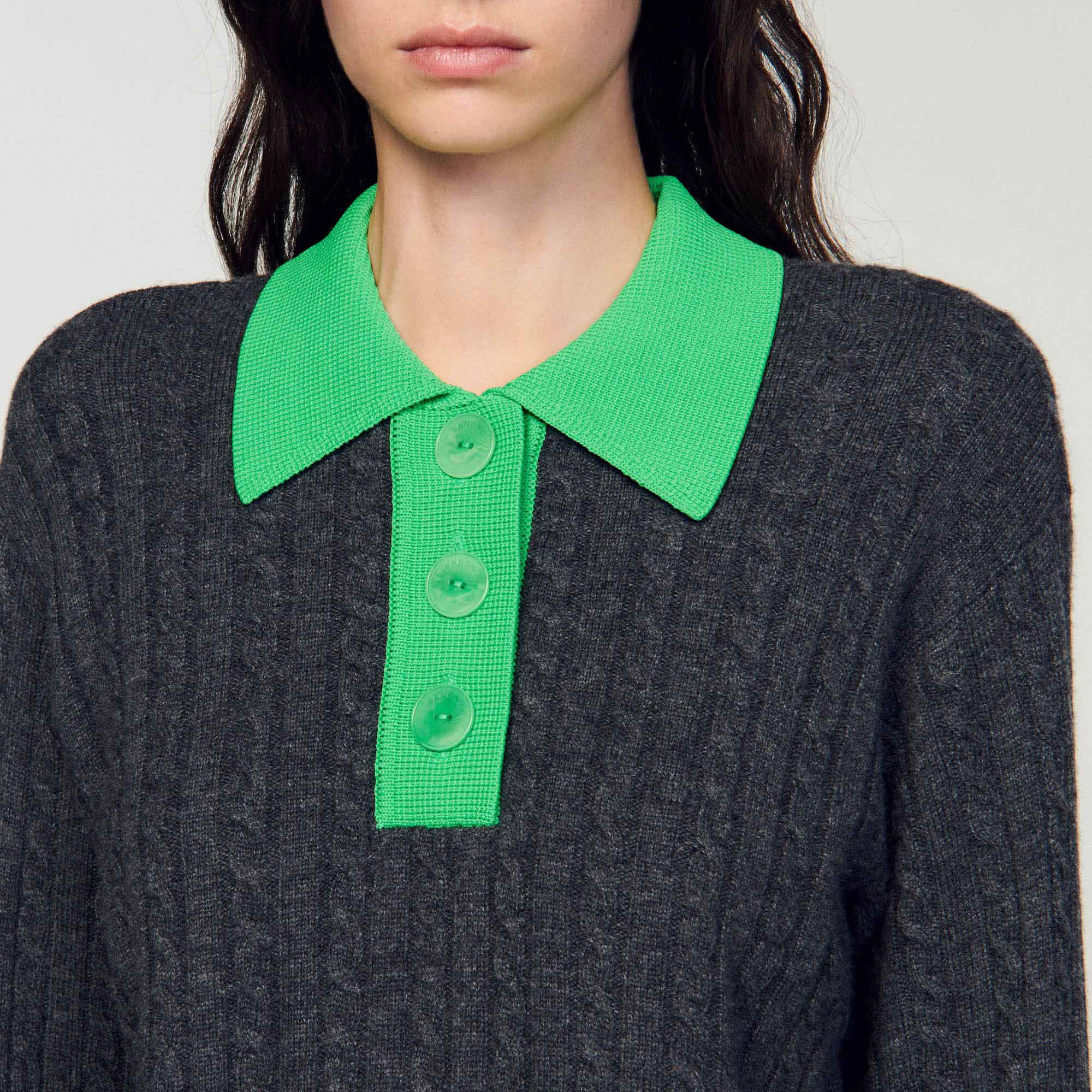 Cropped cable knit sweater sales