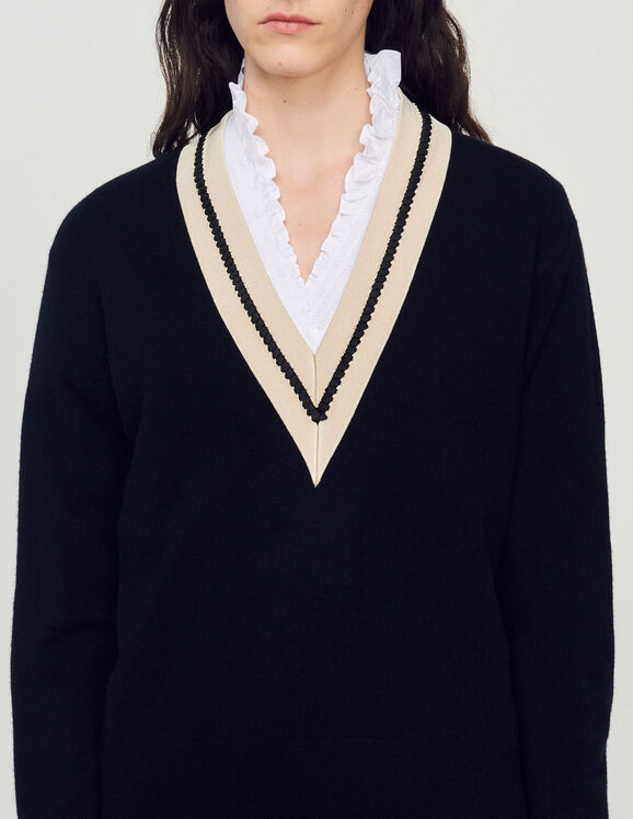 Bridget Sweater with contrasting Paris - All See | V-neck Sandro