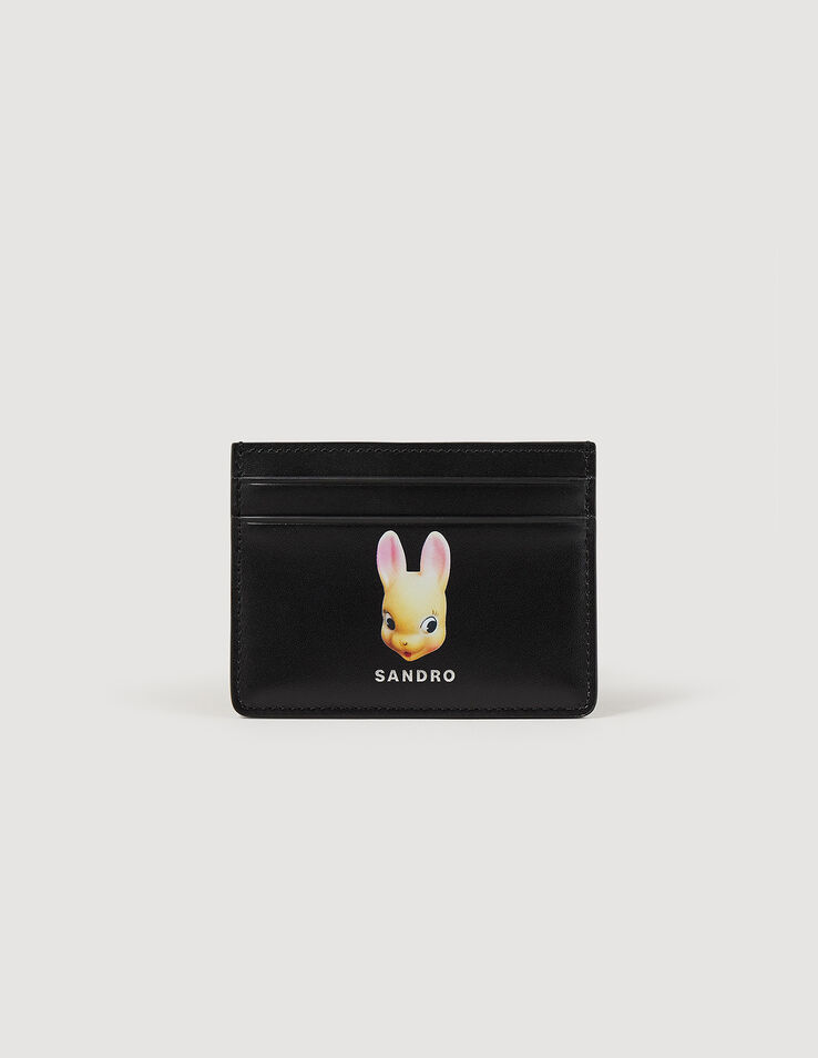 Sandro Leather card holder with rabbit print. 2
