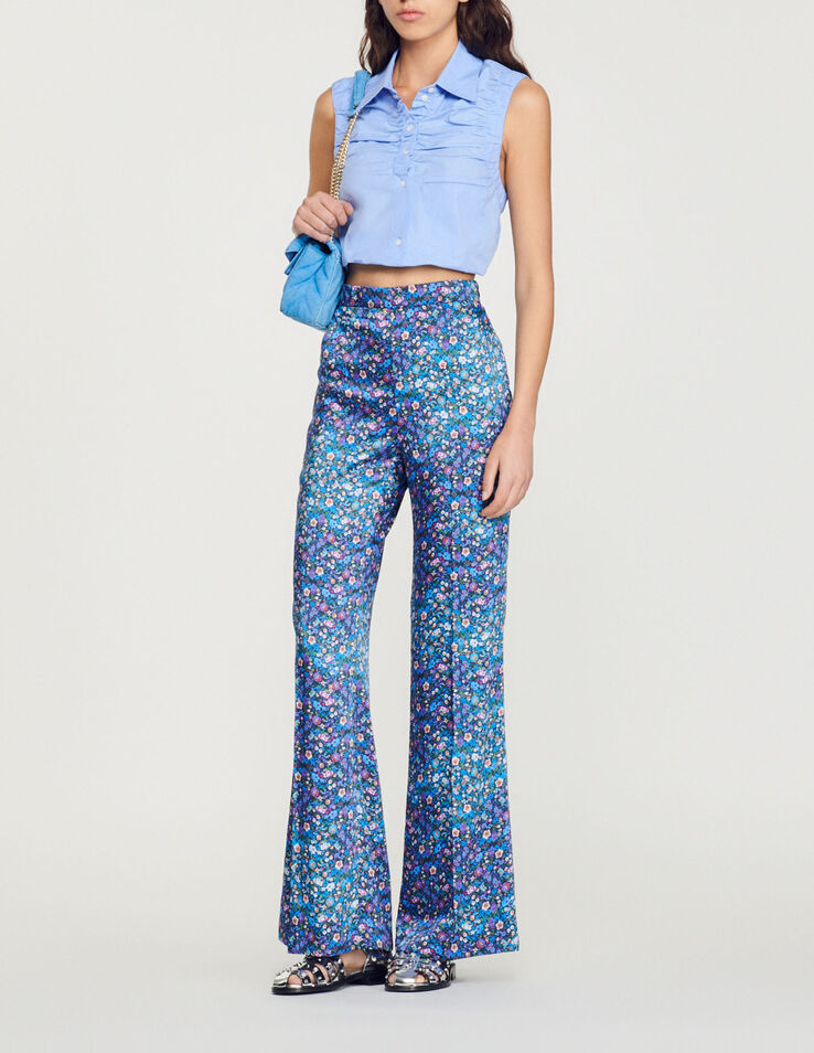 Sandro Floral satin pants Select a size and. 1