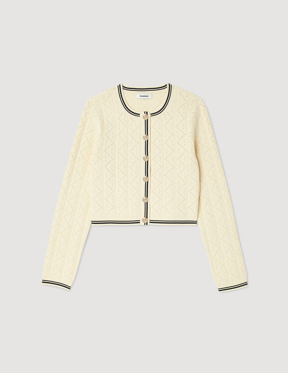 Salazie Cropped pointelle knit cardigan - Sweaters & Cardigans | Sandro ...
