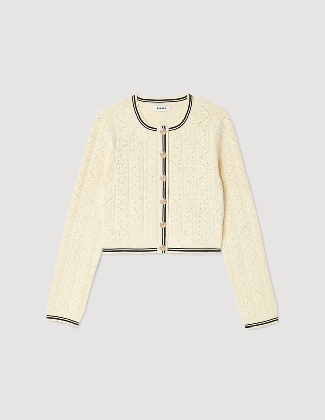Sandro Cropped pointelle knit cardigan. 2