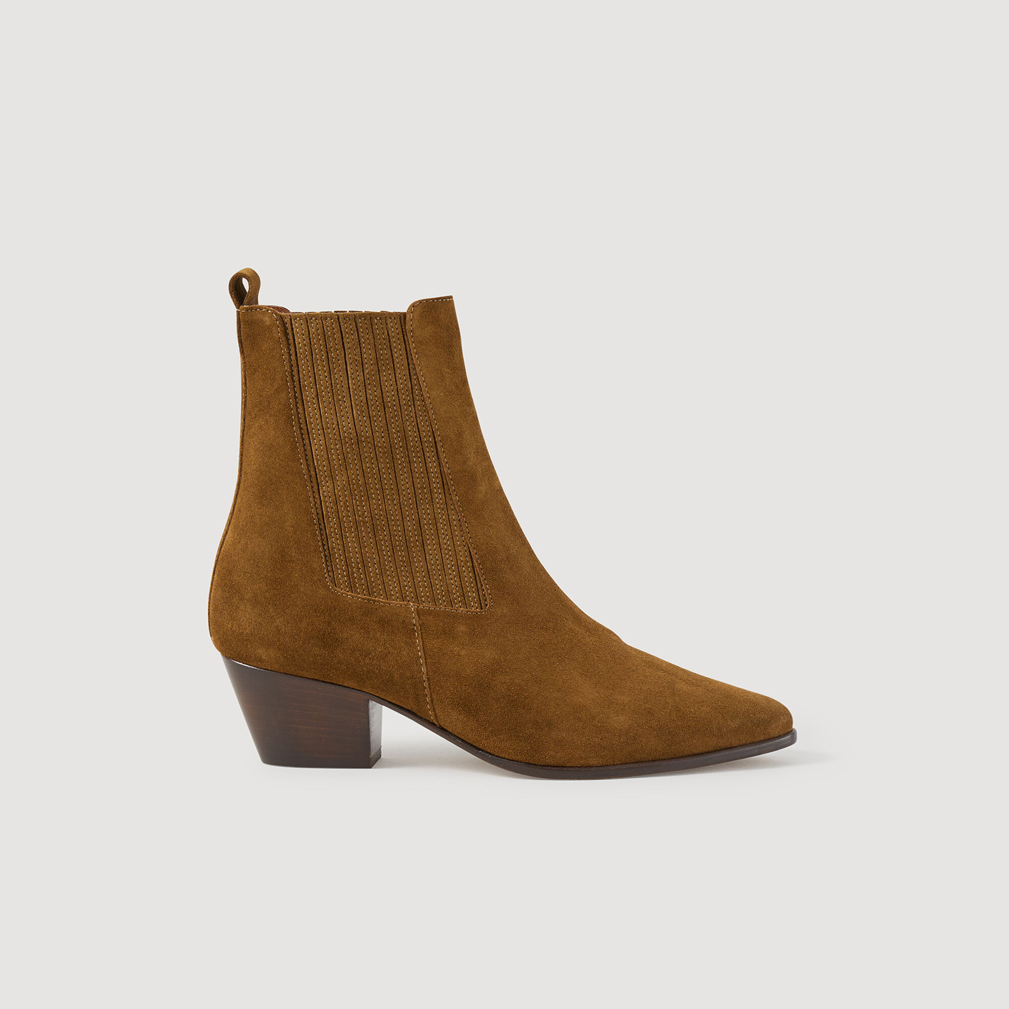 Amelya Leather ankle boots with elastic Boots Sandro Paris