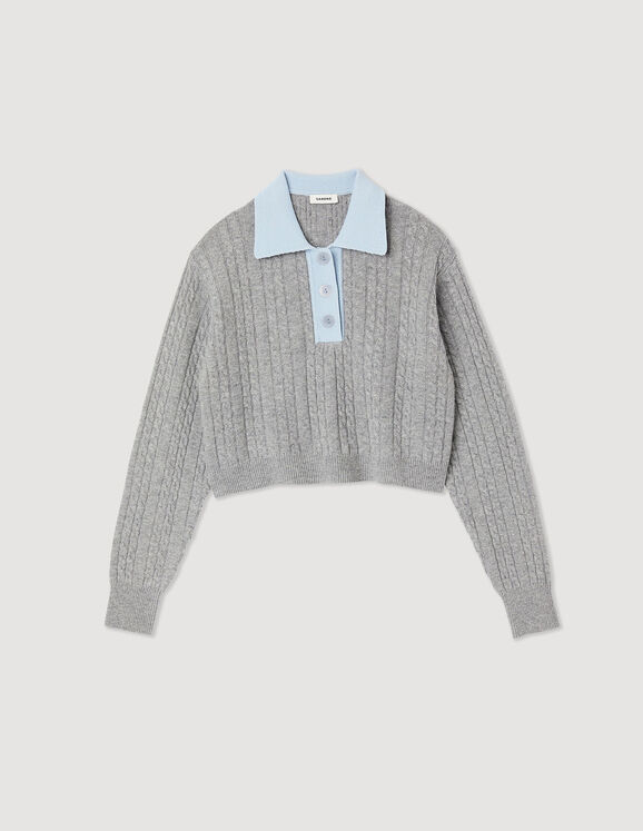 Sandro Cropped cable-knit sweater