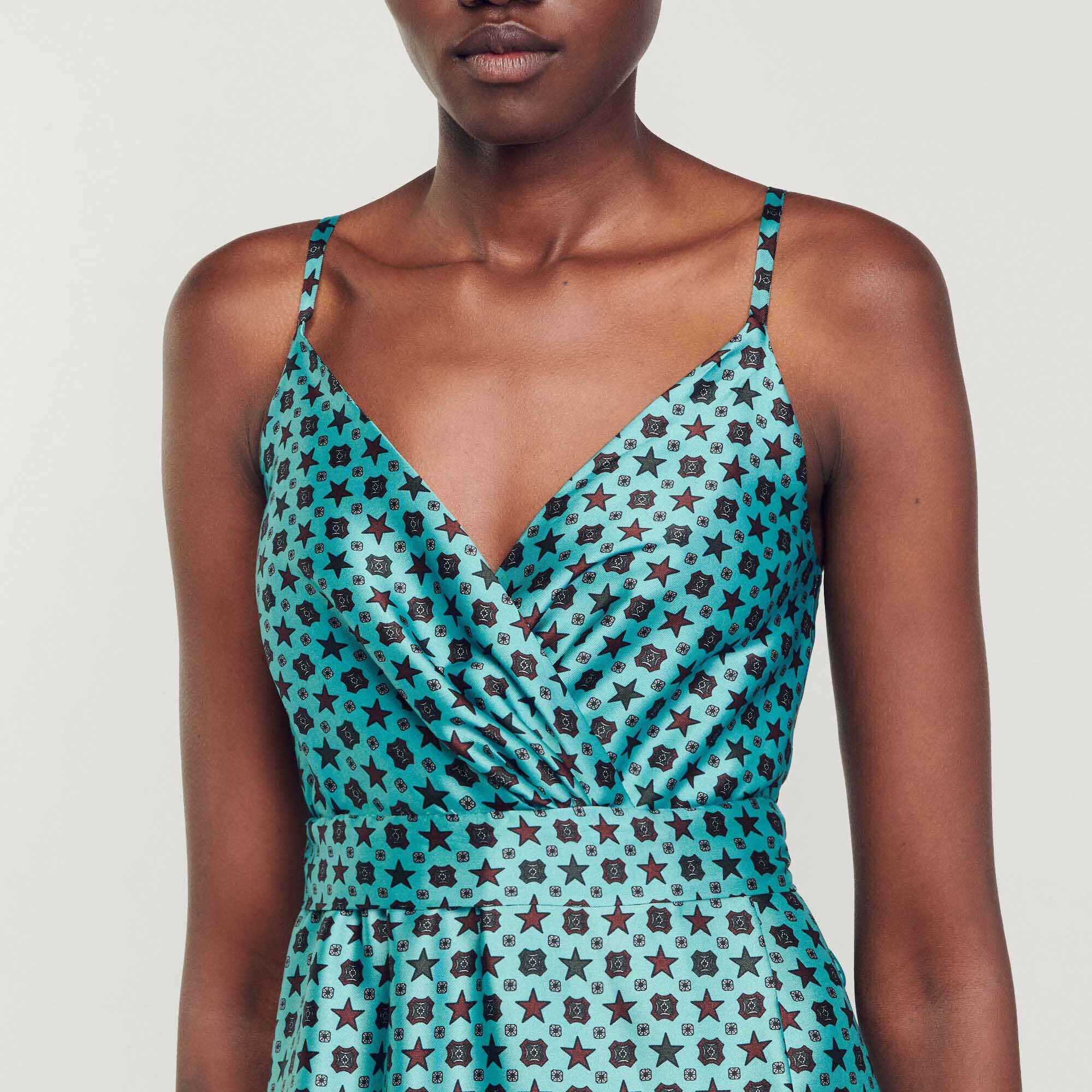 Salta Printed satin midi dress Dresses Sandro Paris