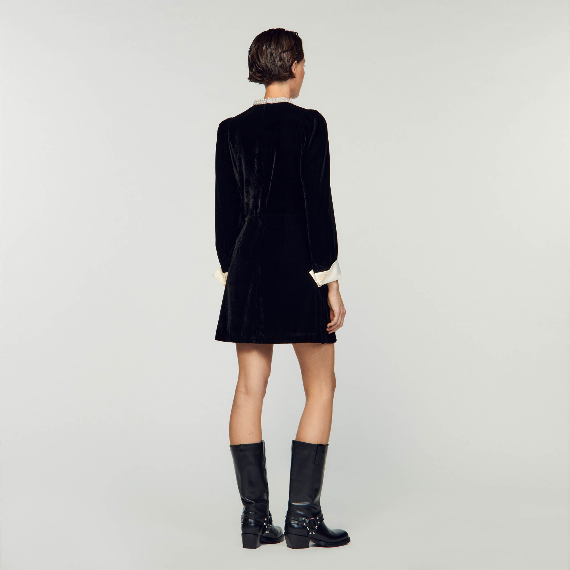 Serena Short velvet dress Dresses Sandro Paris