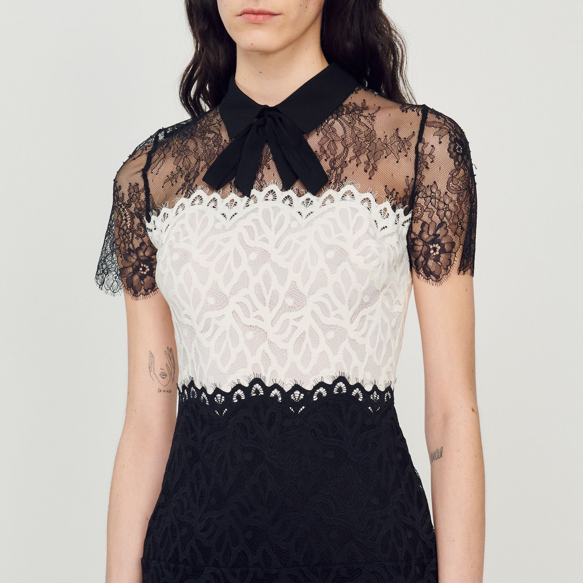 Sandro black lace dress 2025