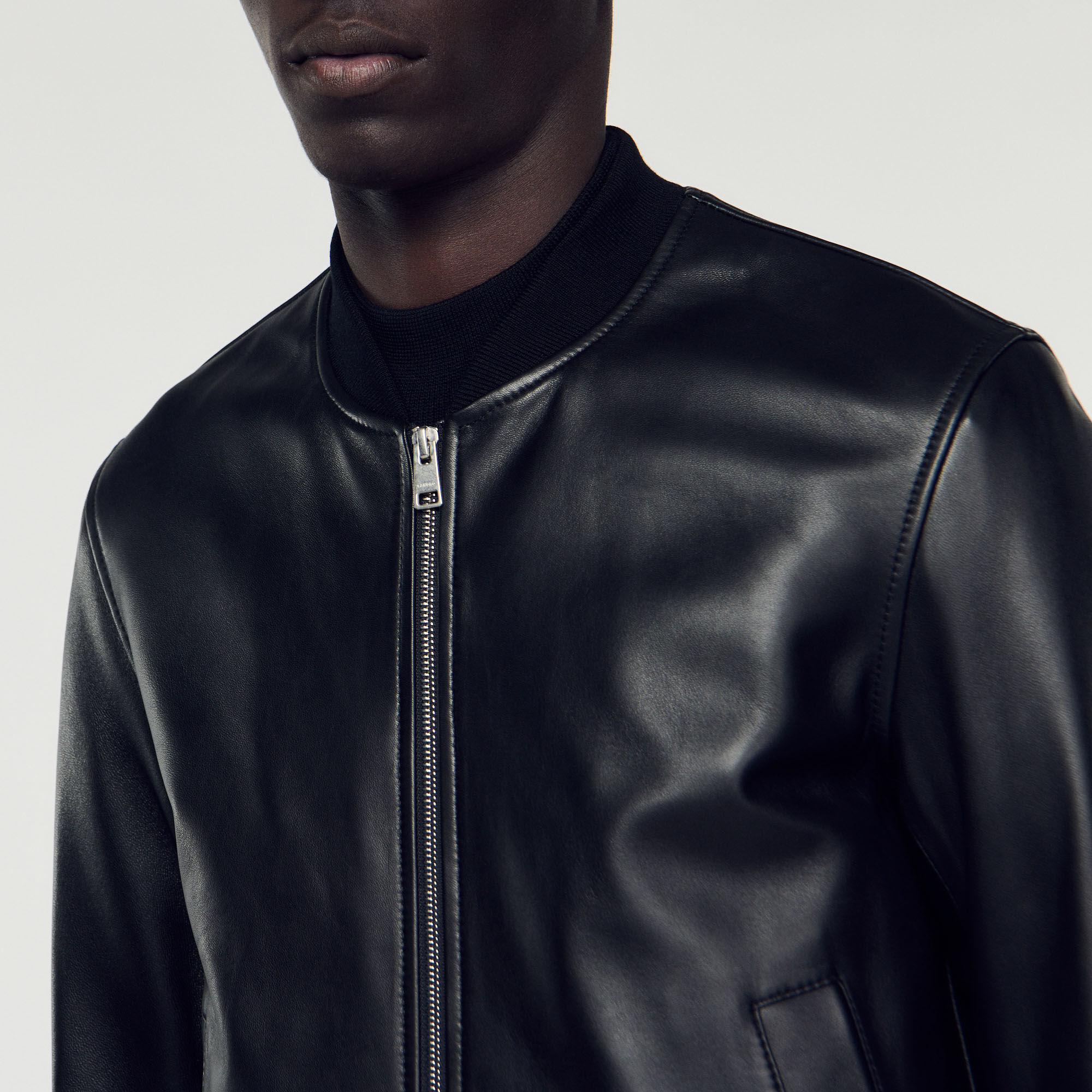 Sandro leather jacket sale clearance