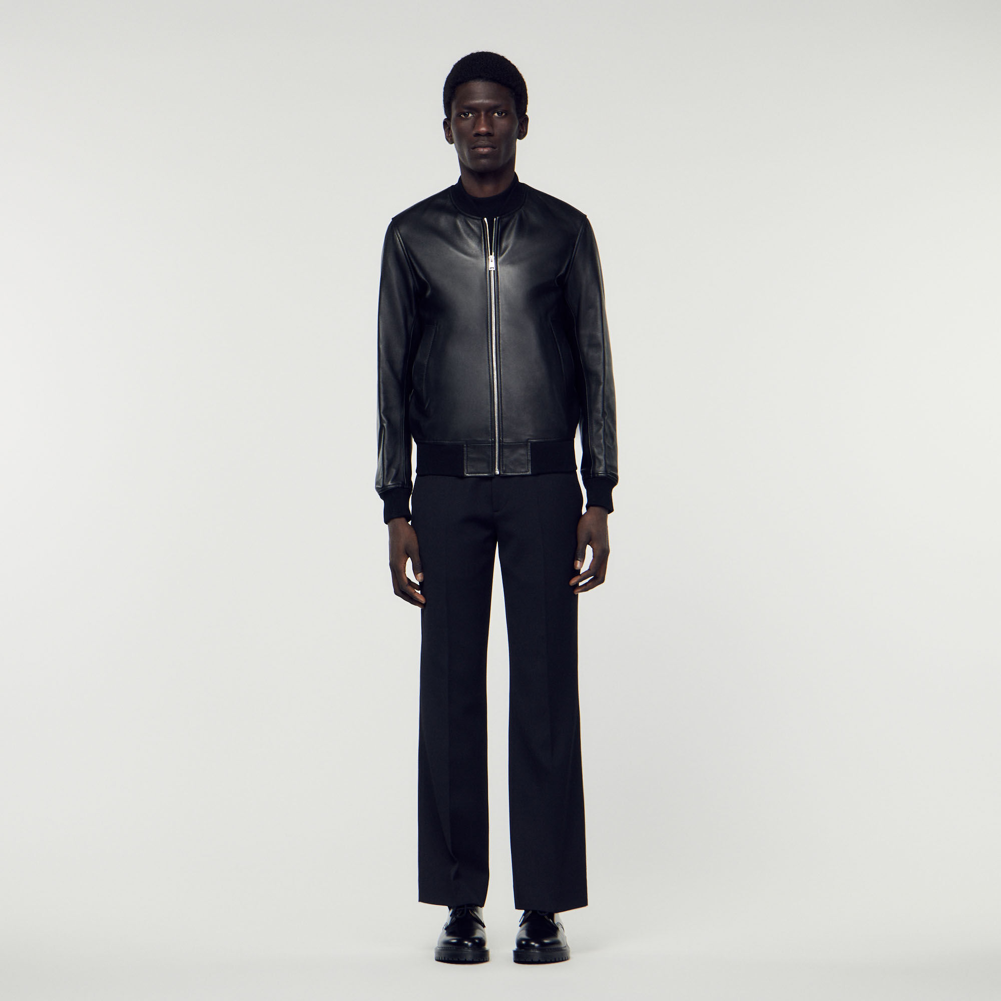 Sandro leather on sale bomber