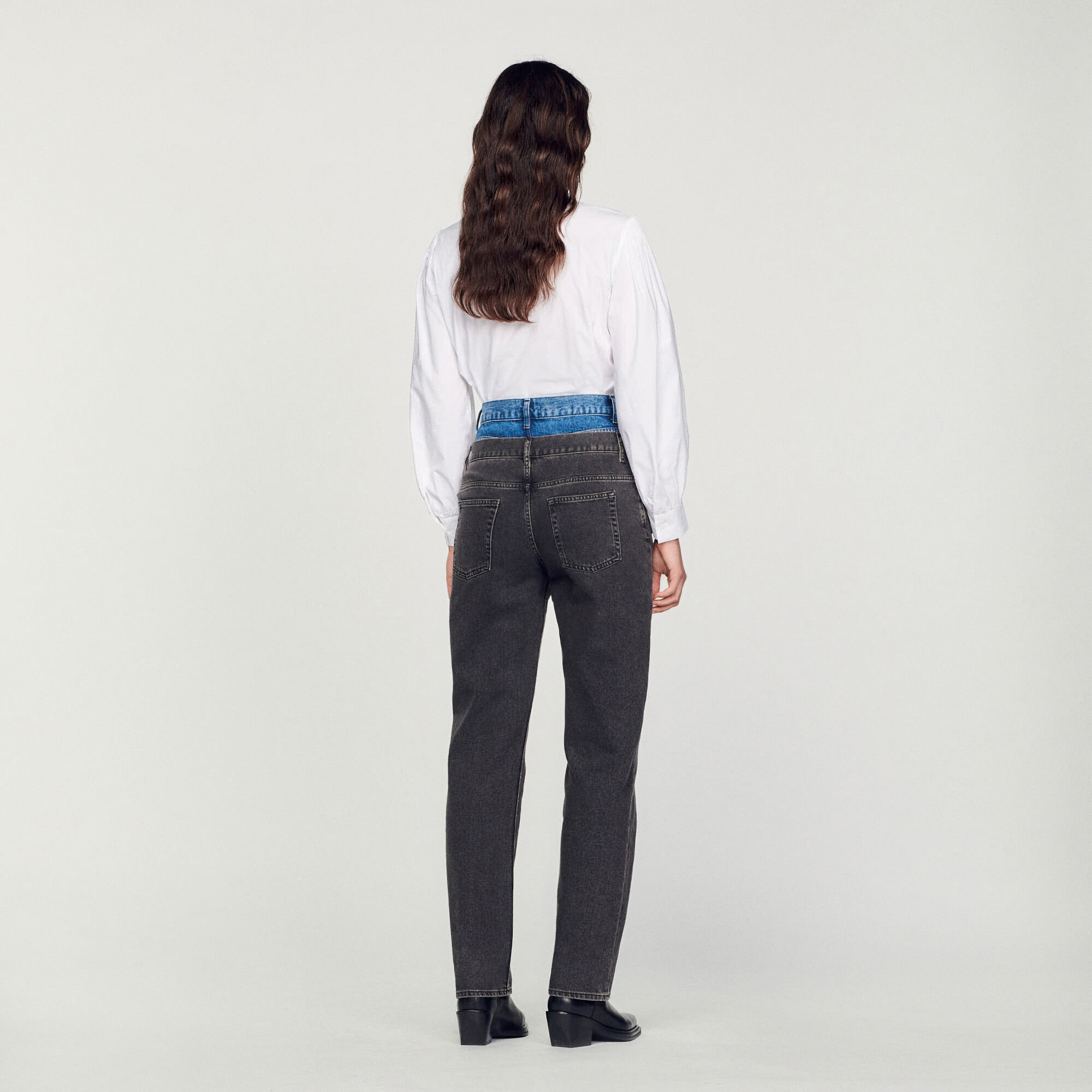Kitty Two-tone double-waisted jeans - Jeans | Sandro Paris
