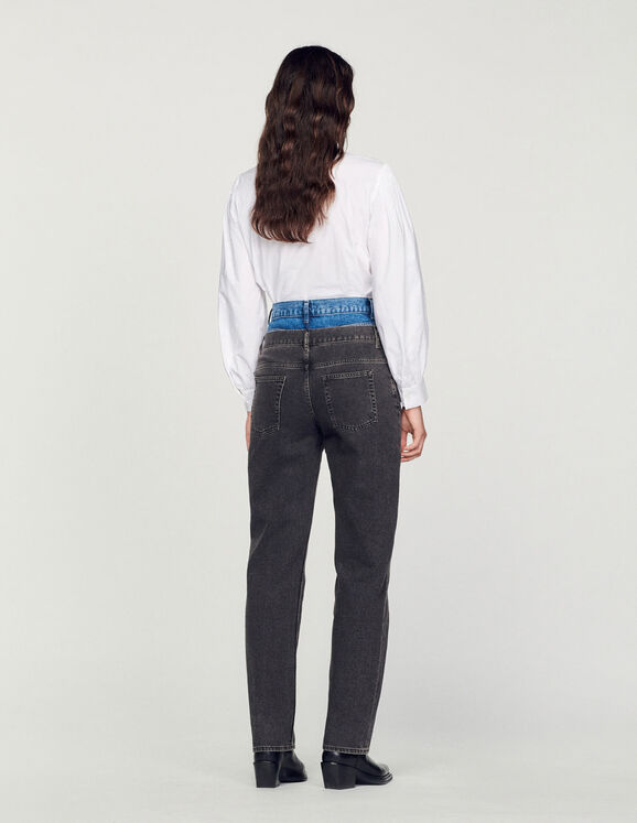 Kitty Two-tone double-waisted jeans - Jeans