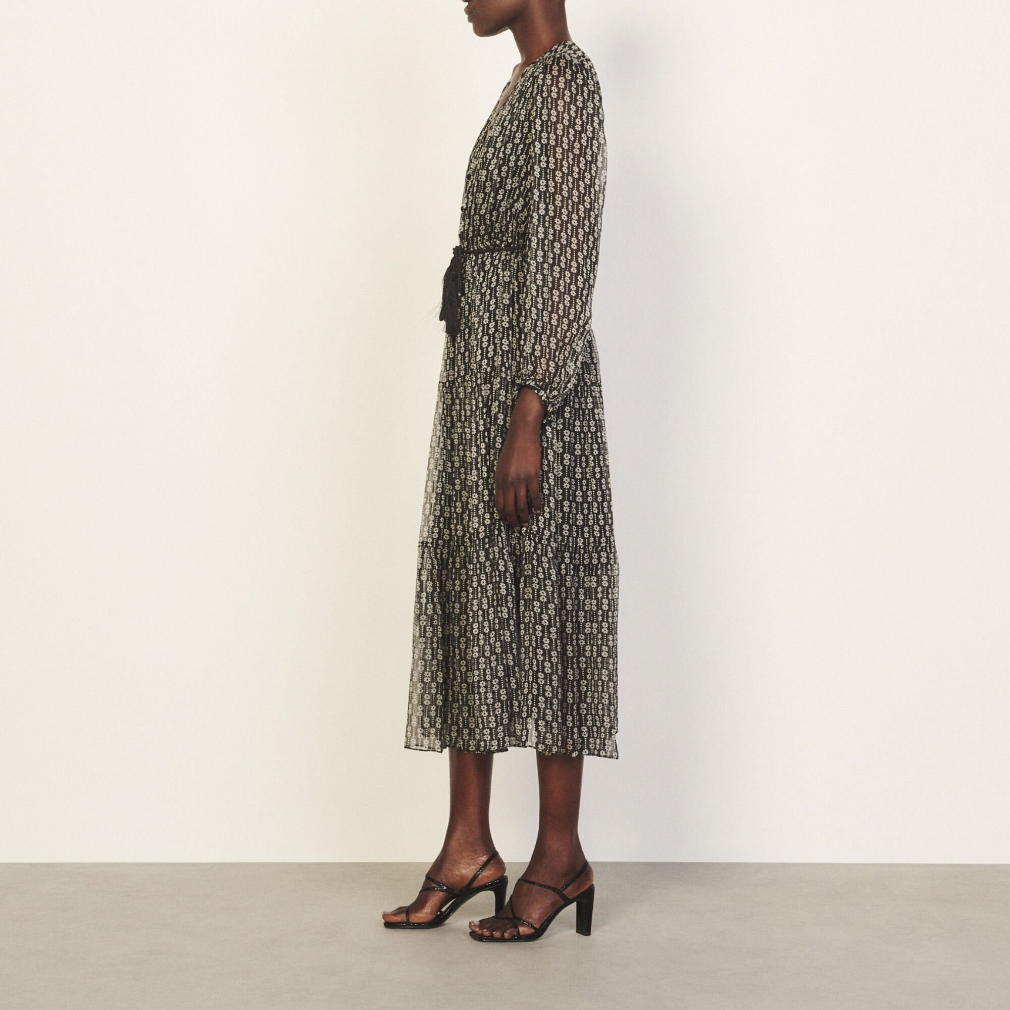 Angela Long printed silk dress Sandro Paris