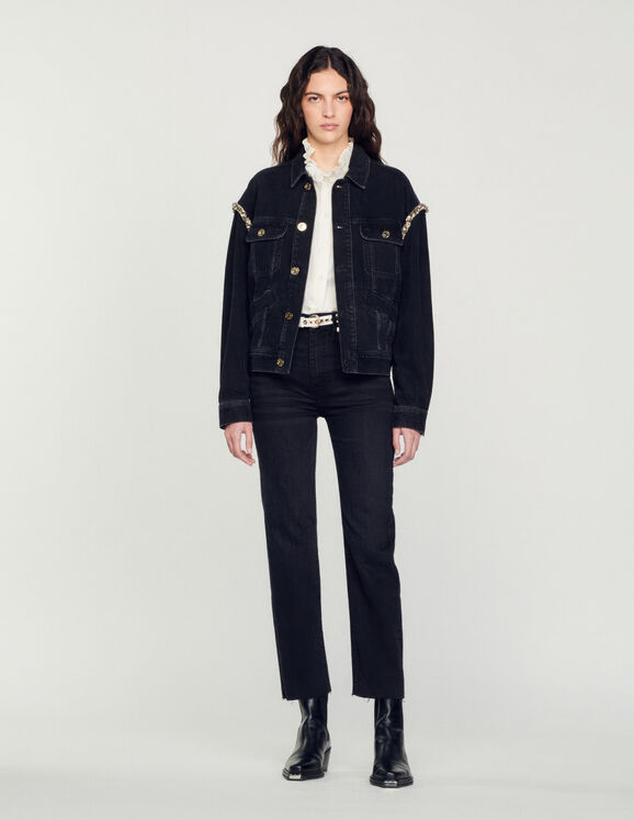 Jayn Straight-cut jeans with raw edges - Jeans | Sandro Paris