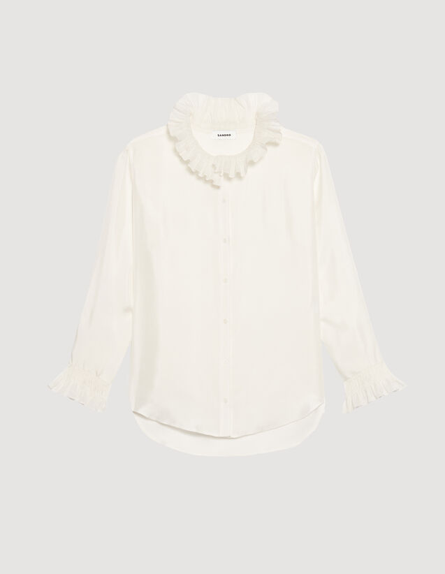 Haby Silk shirt with gathered collar - Tops & Shirts | Sandro Paris