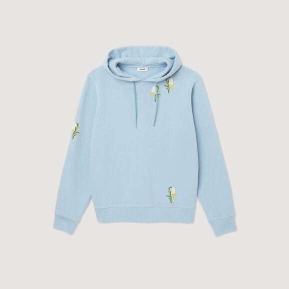 Embroidered lily of the valley hoodie - Sweatshirts | Sandro Paris