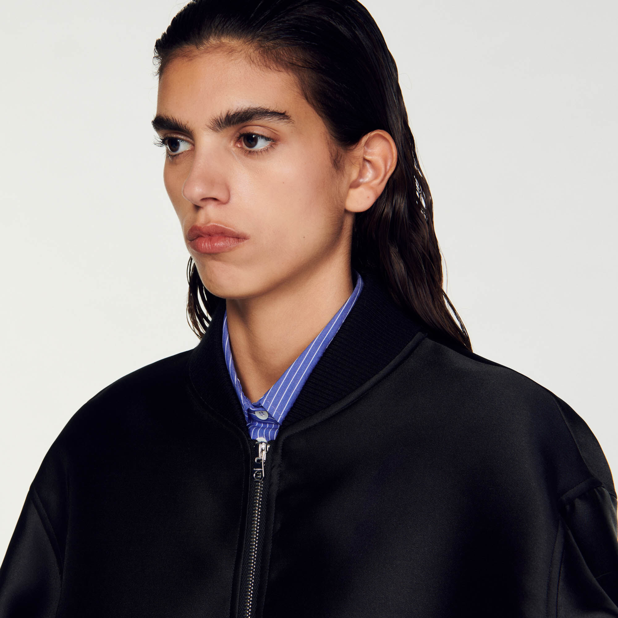 BOMBER JACKET WITH CONTRAST PATCH - Black | ZARA India