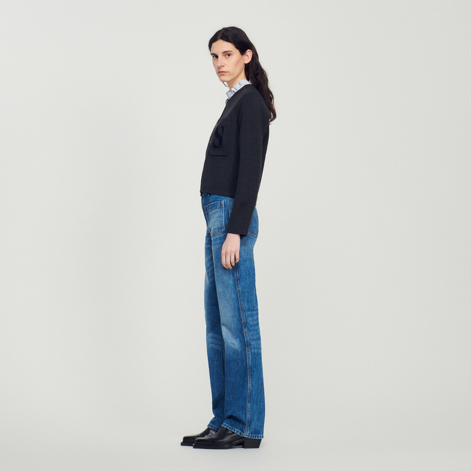 Sandro cardigan with top embroidery on the back