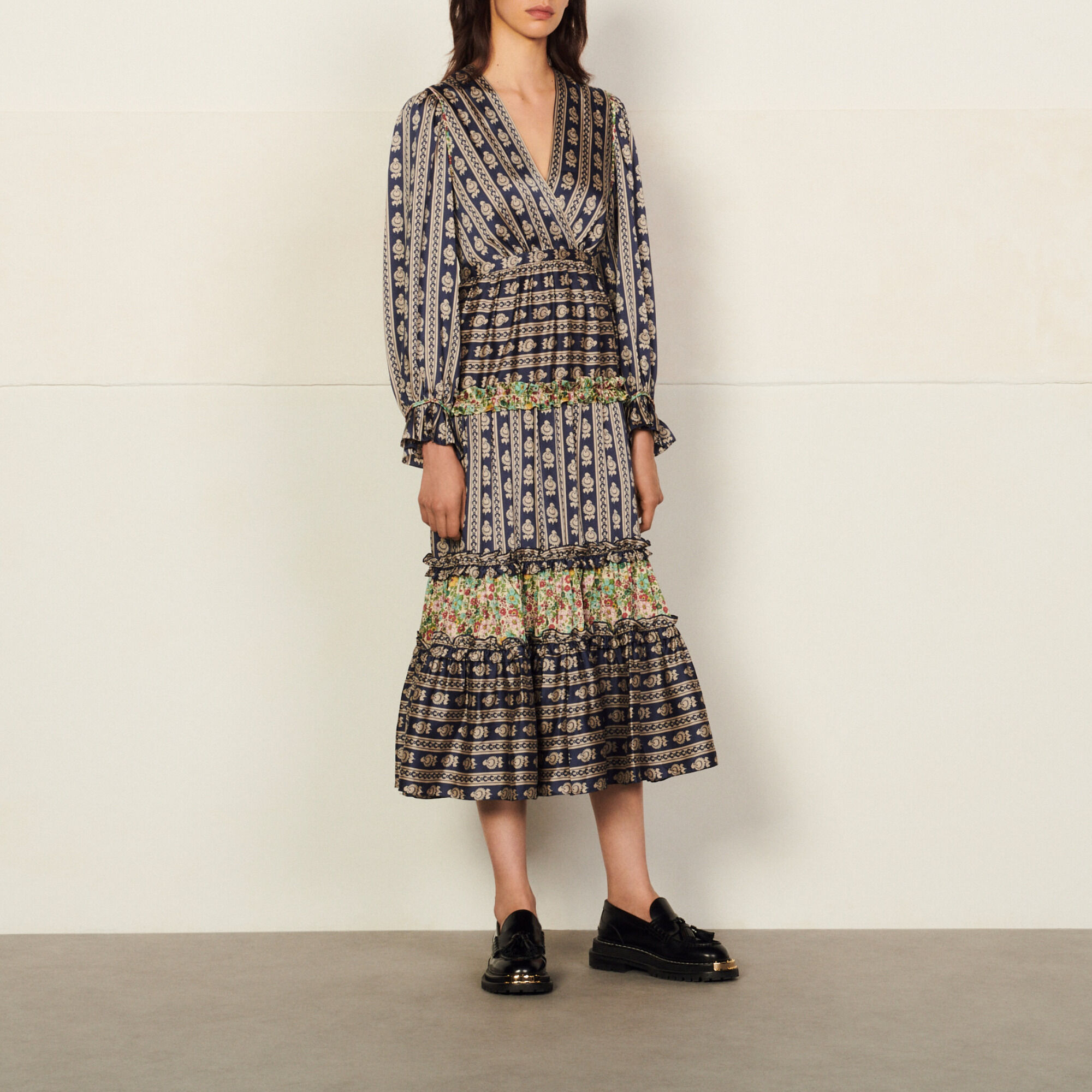 Sandro floral hotsell print silk dress