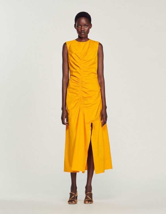 Long, gathered dress - Dresses | Sandro Paris