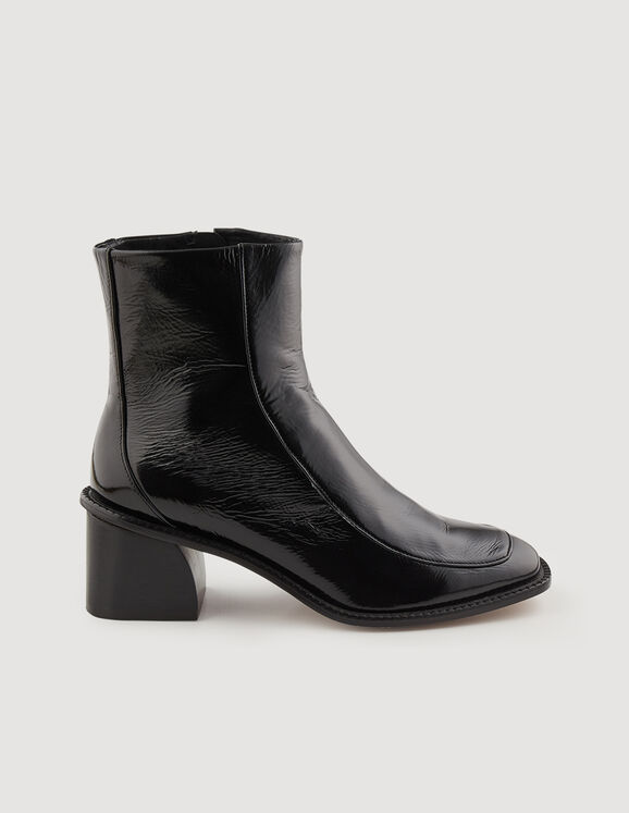 Patent leather boots with heel Black US_Womens
