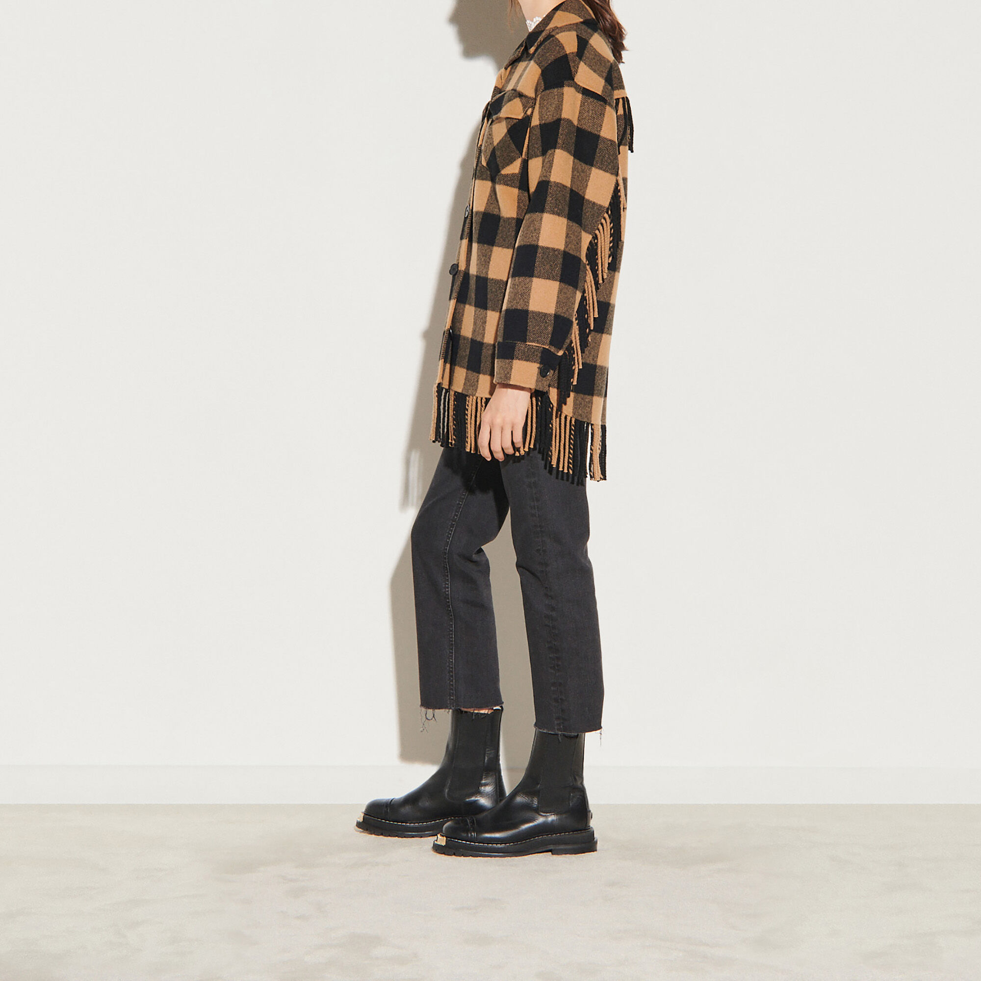 sandro oversized checked cardigan