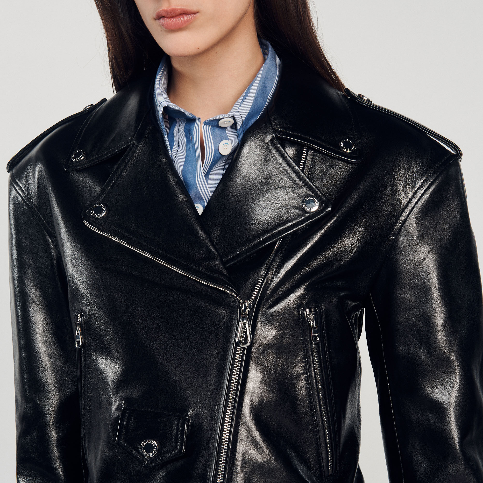 Leather jacket - Jackets & Blazers | Sandro Paris