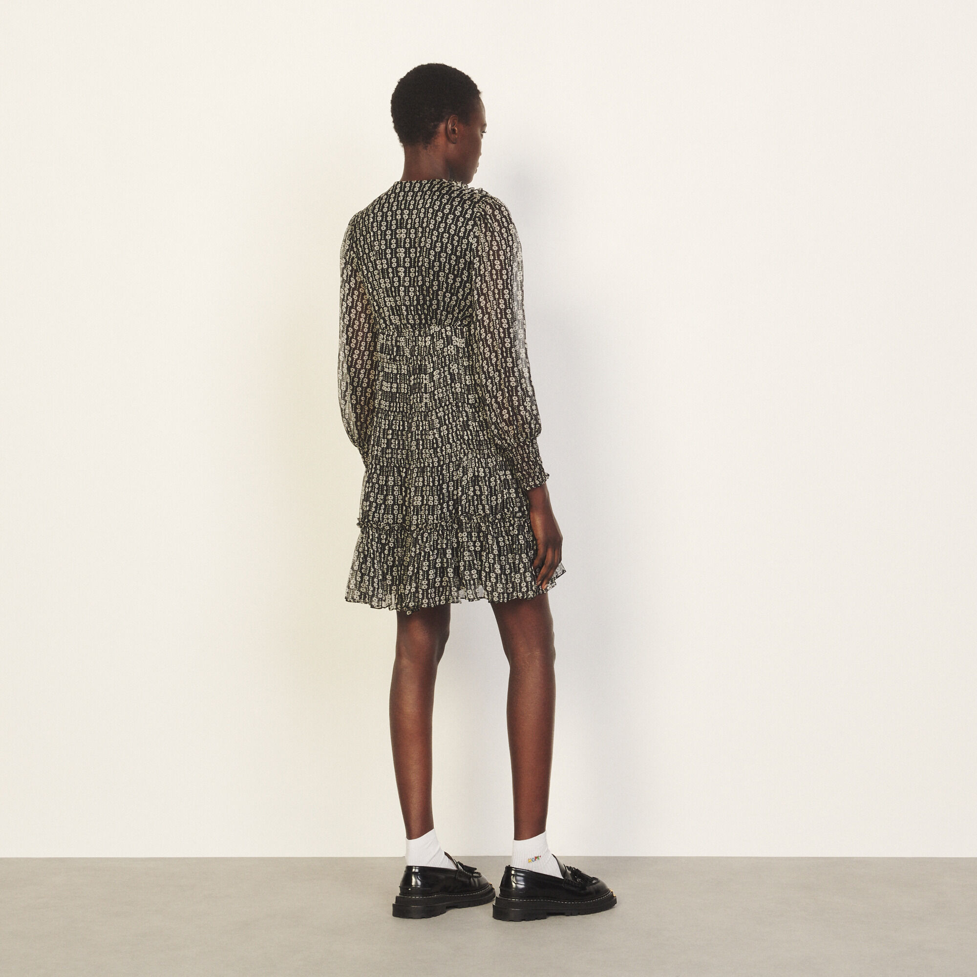 Sandro short printed silk dress shop