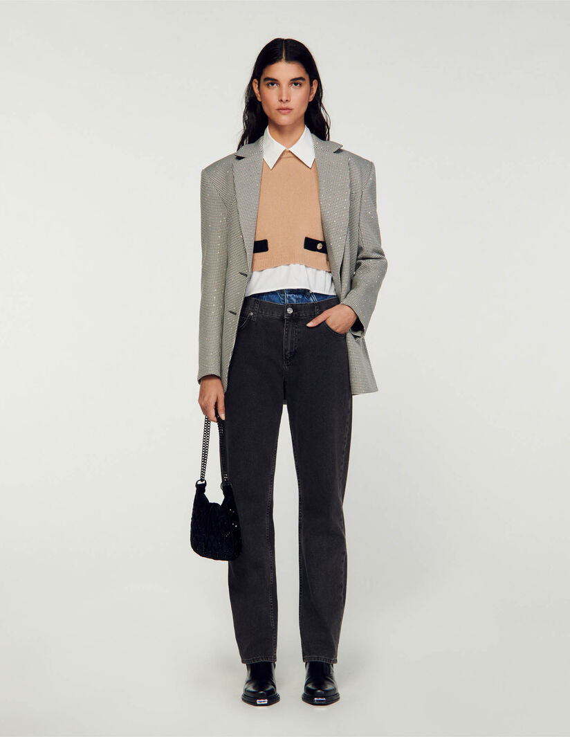 Sandro Cropped wool and cashmere sweater