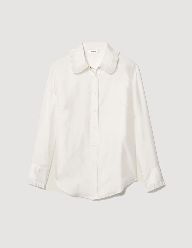 Taina Silk shirt with pleated trim - Tops & Shirts | Sandro Paris