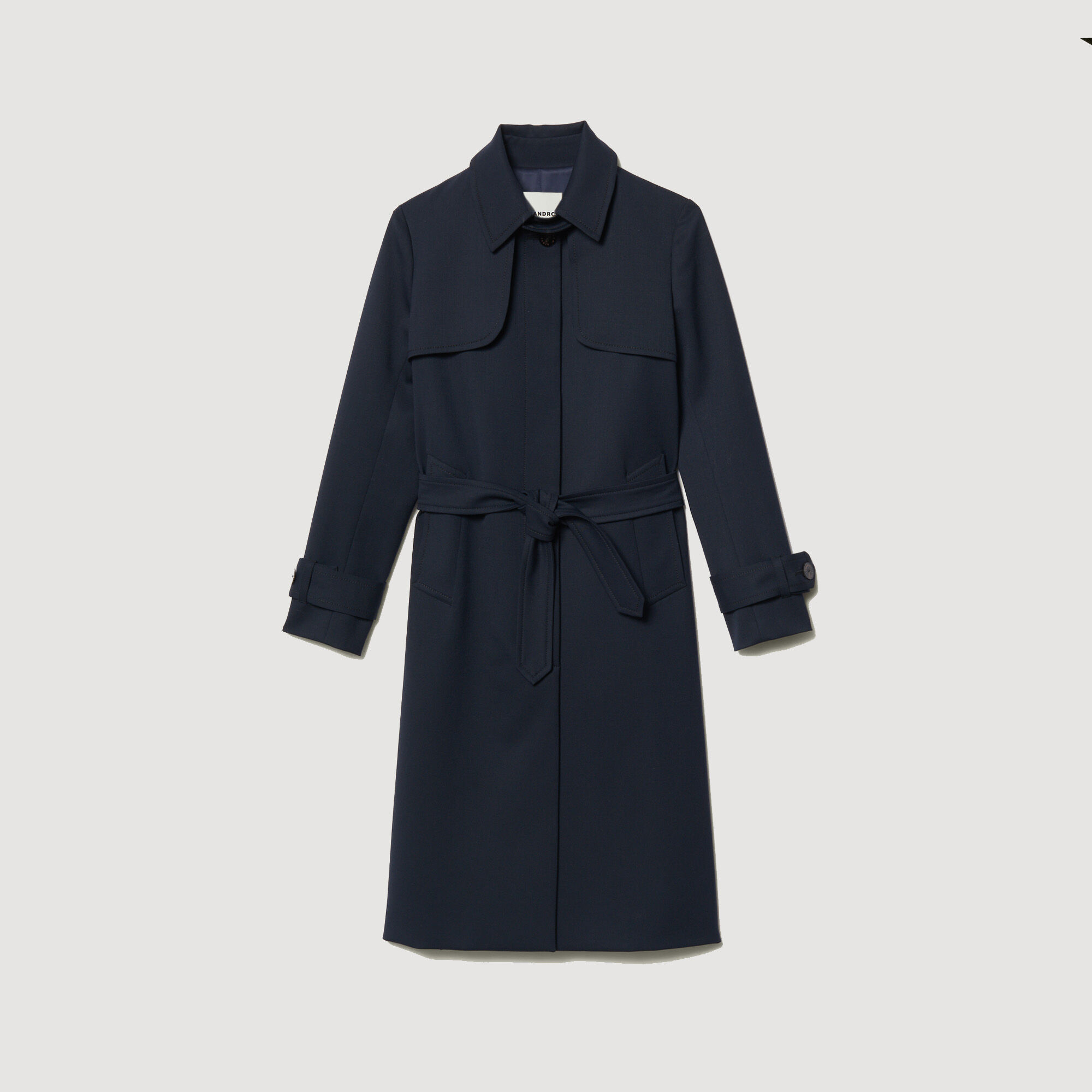 Womens Clothing Coats Fur coats Sandro Synthetic Pleated Trench Coat in Blue 