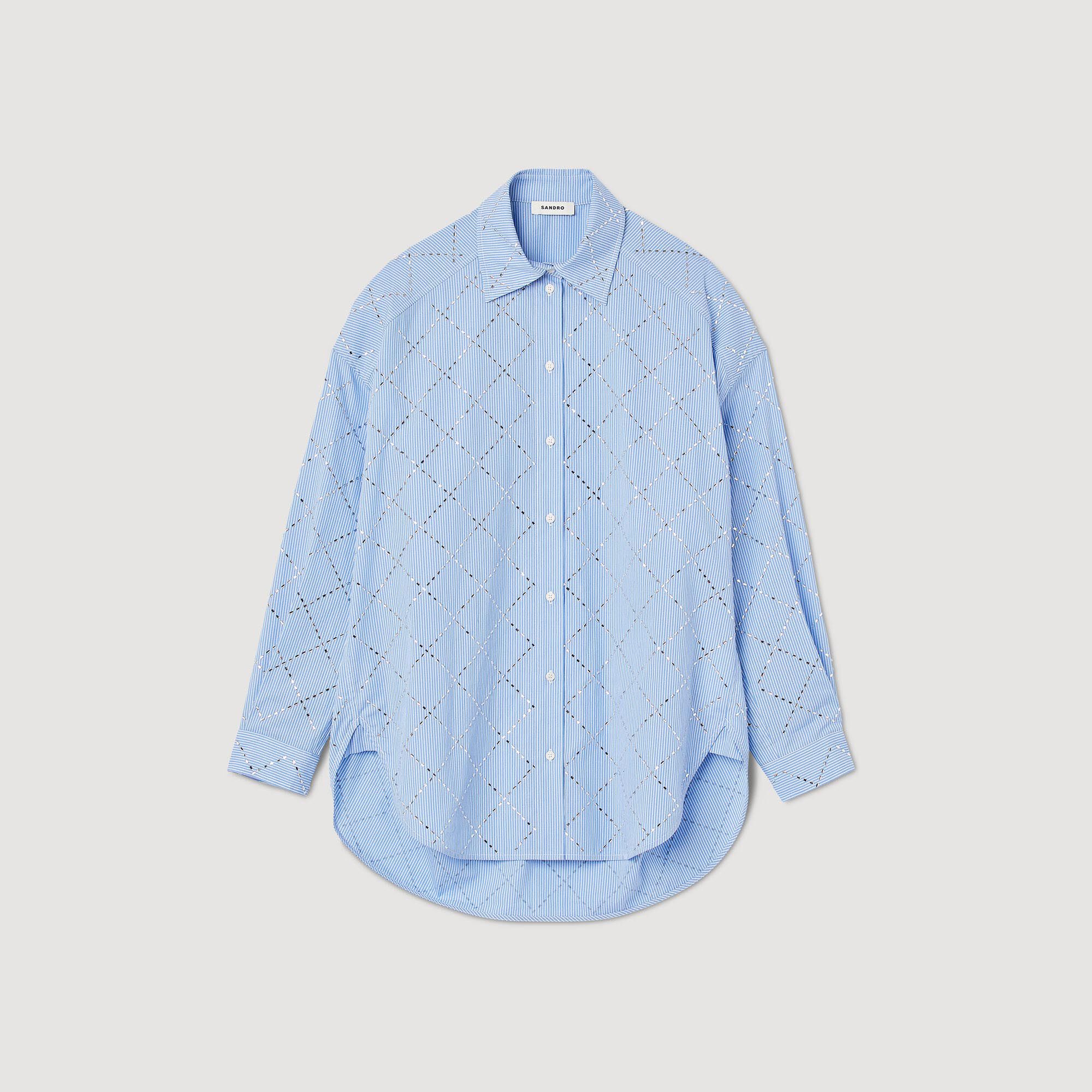Oversized shirt with rhinestones