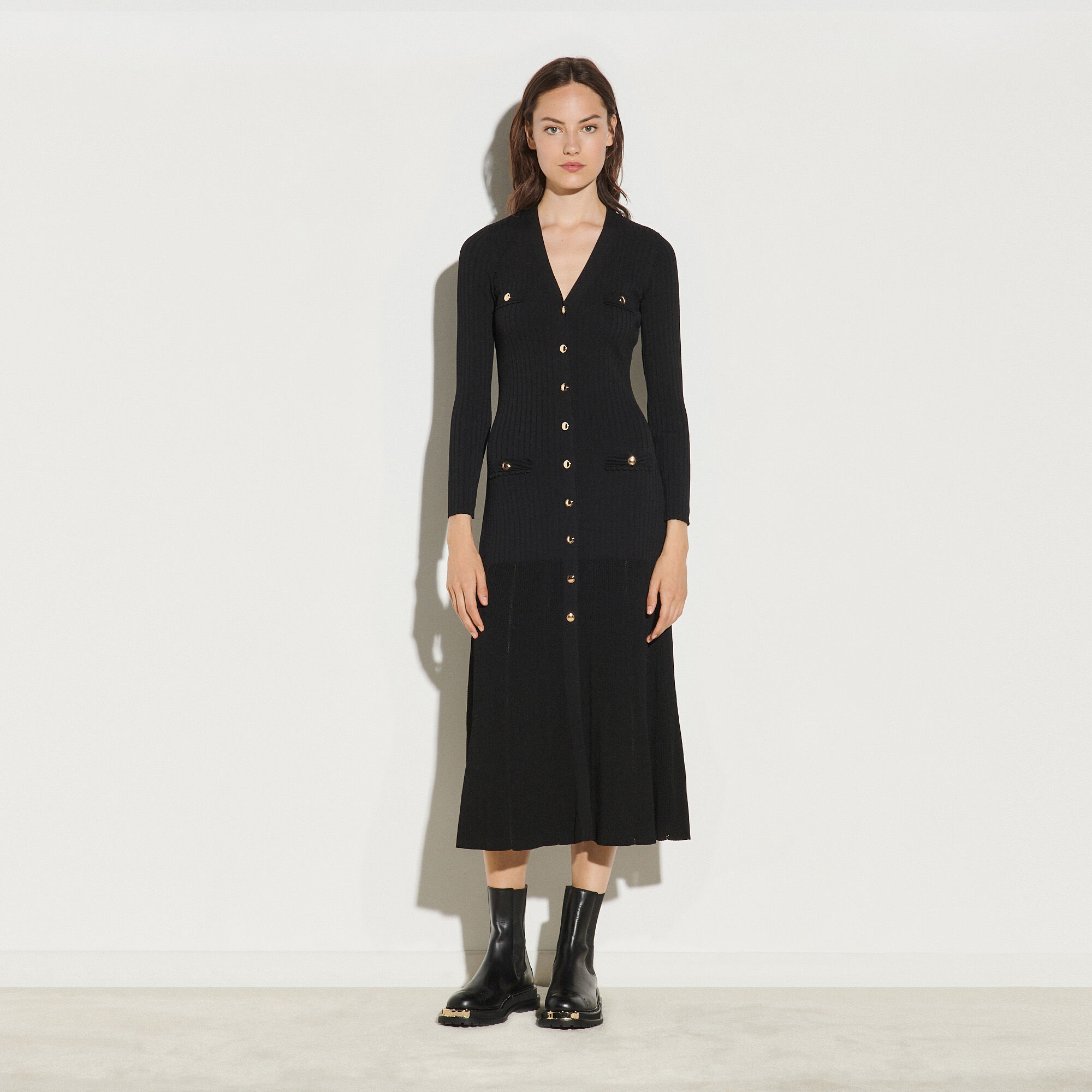 Long button-up cardigan dress - Dresses