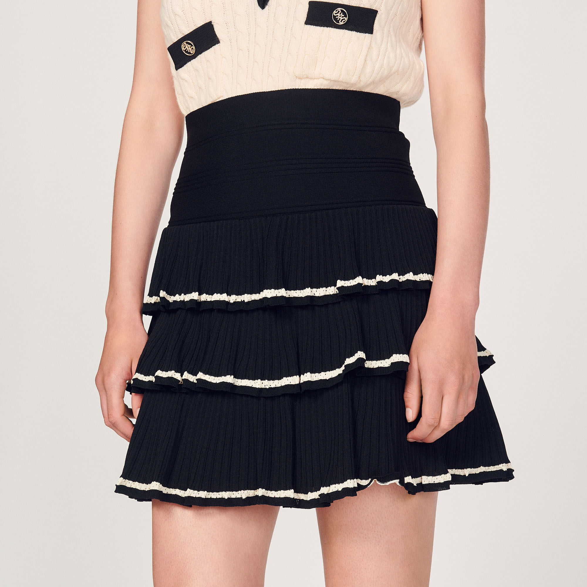 Camia Ruffled knit skirt Sandro Paris