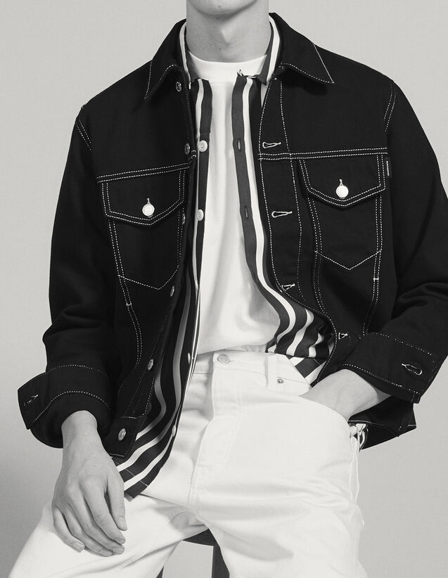 Jackets Men Sandro Paris Com Denim Canvas Jacket Jackets Color Black